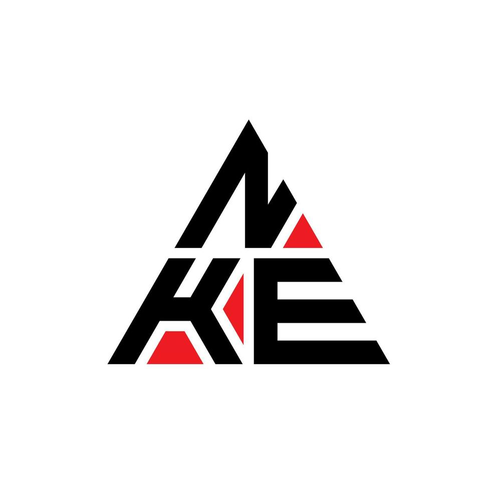 création de logo de lettre triangle nke avec forme de triangle. monogramme de conception de logo triangle nke. modèle de logo vectoriel triangle nke avec couleur rouge. logo triangulaire nke logo simple, élégant et luxueux.