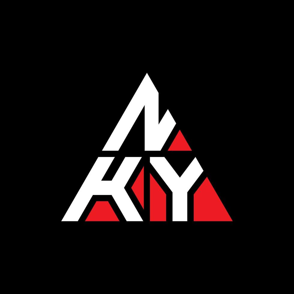 création de logo de lettre triangle nky avec forme de triangle. monogramme de conception de logo triangle nky. modèle de logo vectoriel triangle nky avec couleur rouge. logo triangulaire nky logo simple, élégant et luxueux.