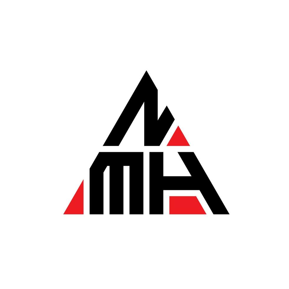 création de logo de lettre triangle nmh avec forme de triangle. monogramme de conception de logo triangle nmh. modèle de logo vectoriel triangle nmh avec couleur rouge. logo triangulaire nmh logo simple, élégant et luxueux.