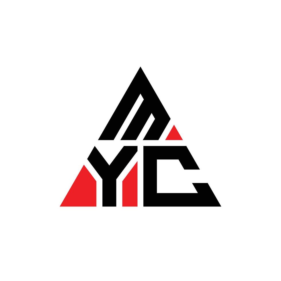 création de logo lettre myc triangle avec forme de triangle. monogramme de conception de logo triangle myc. modèle de logo vectoriel triangle myc avec couleur rouge. logo triangulaire myc logo simple, élégant et luxueux.