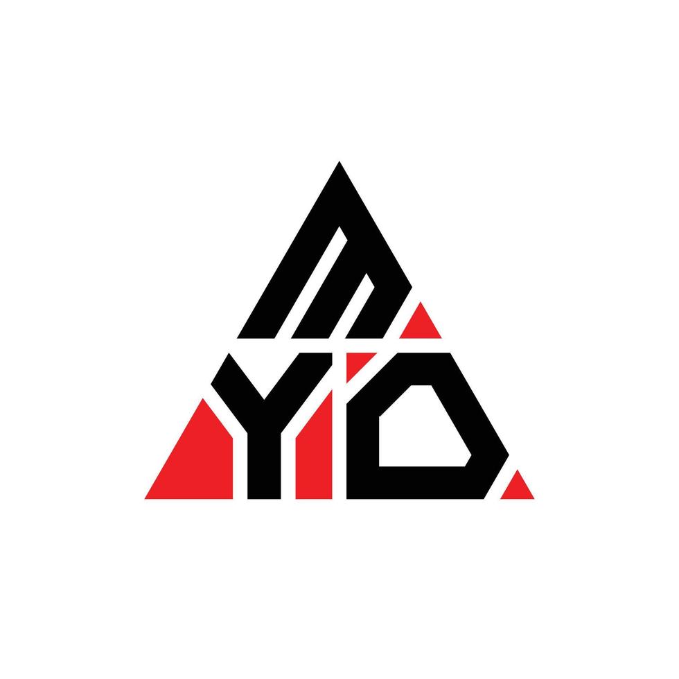 création de logo de lettre myo triangle avec forme de triangle. monogramme de conception de logo triangle myo. modèle de logo vectoriel triangle myo avec couleur rouge. logo triangulaire myo logo simple, élégant et luxueux.