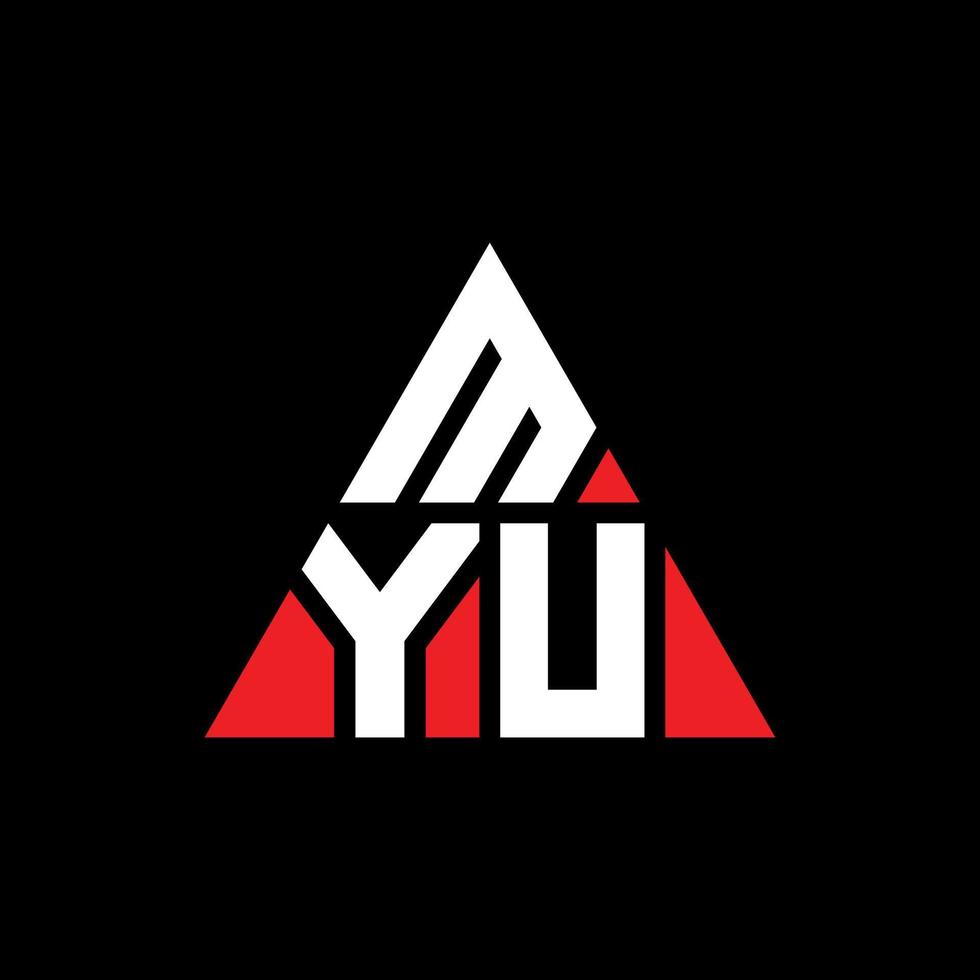 conception de logo de lettre de triangle de myu avec la forme de triangle. monogramme de conception de logo triangle myu. modèle de logo vectoriel triangle myu avec couleur rouge. logo triangulaire myu logo simple, élégant et luxueux.