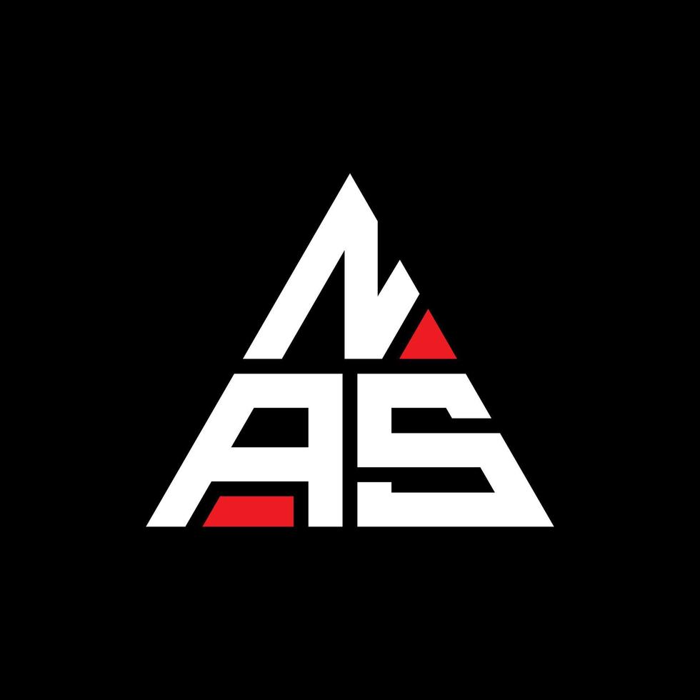 création de logo de lettre triangle nas avec forme de triangle. monogramme de conception de logo triangle nas. modèle de logo vectoriel triangle nas avec couleur rouge. logo triangulaire nas logo simple, élégant et luxueux.