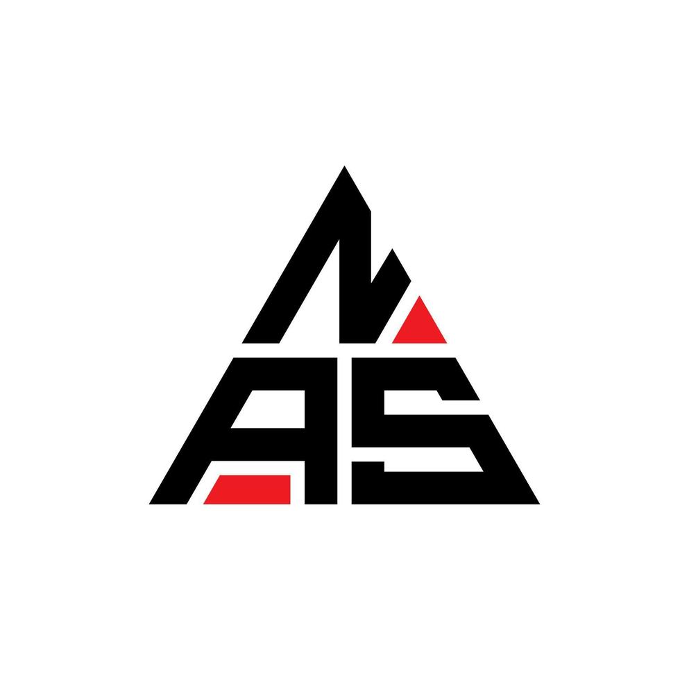 création de logo de lettre triangle nas avec forme de triangle. monogramme de conception de logo triangle nas. modèle de logo vectoriel triangle nas avec couleur rouge. logo triangulaire nas logo simple, élégant et luxueux.