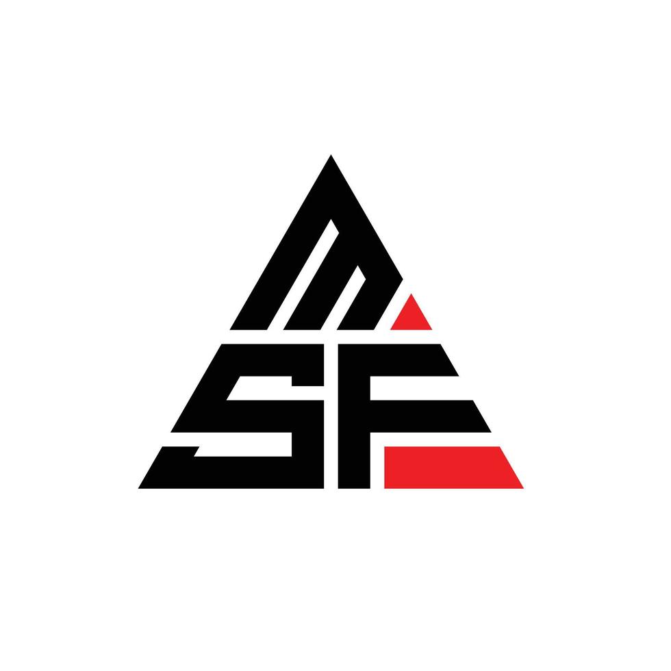 création de logo de lettre triangle msf avec forme de triangle. monogramme de conception de logo triangle msf. modèle de logo vectoriel triangle msf avec couleur rouge. logo triangulaire msf logo simple, élégant et luxueux.