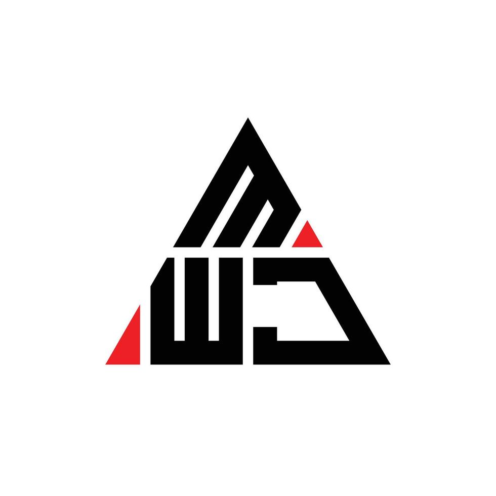 création de logo de lettre triangle mwj avec forme de triangle. monogramme de conception de logo triangle mwj. modèle de logo vectoriel triangle mwj avec couleur rouge. logo triangulaire mwj logo simple, élégant et luxueux.