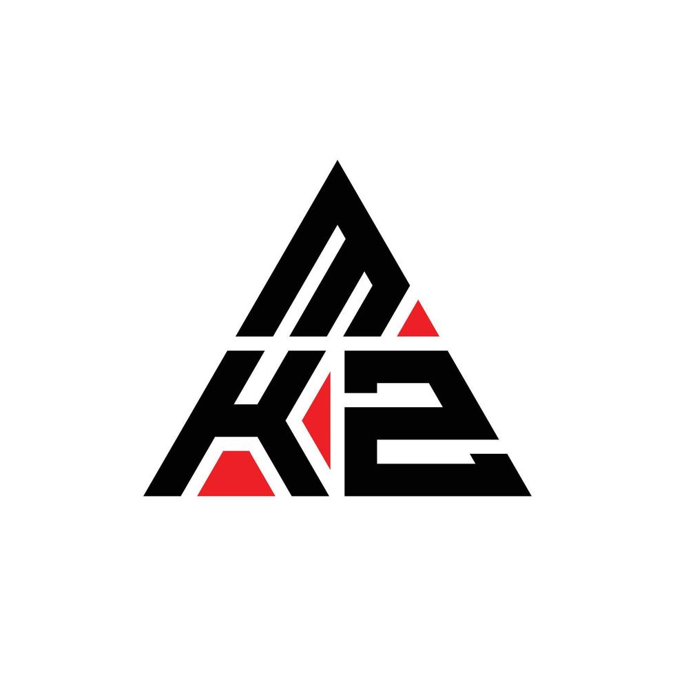 création de logo de lettre triangle mkz avec forme de triangle. monogramme de conception de logo triangle mkz. modèle de logo vectoriel triangle mkz avec couleur rouge. logo triangulaire mkz logo simple, élégant et luxueux.