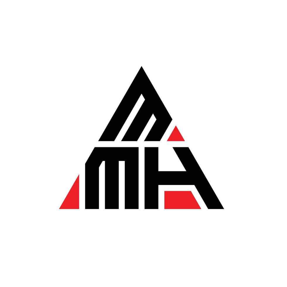 création de logo de lettre triangle mmh avec forme de triangle. monogramme de conception de logo triangle mmh. modèle de logo vectoriel triangle mmh avec couleur rouge. mmh logo triangulaire logo simple, élégant et luxueux.