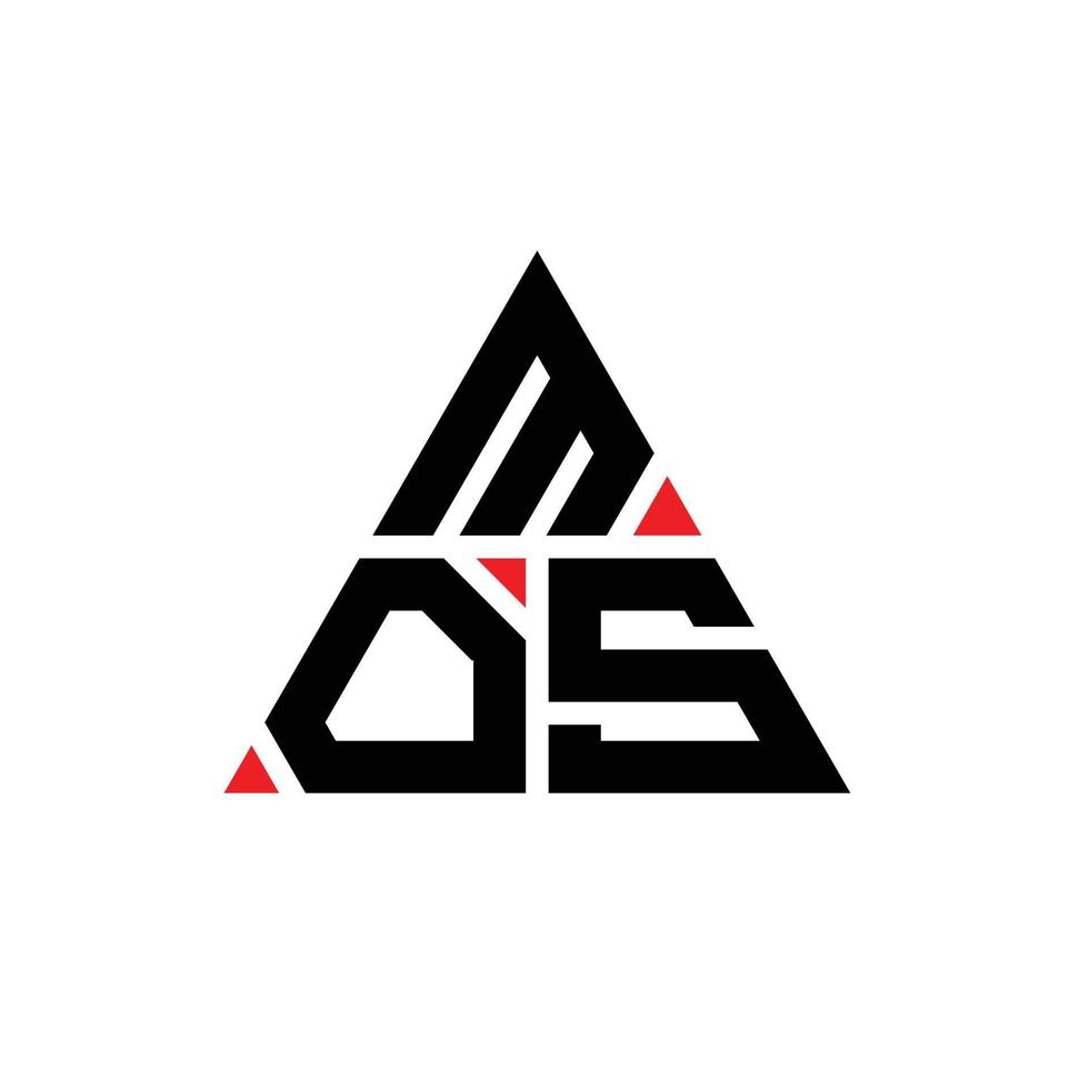 création de logo de lettre triangle mos avec forme de triangle. monogramme de conception de logo triangle mos. modèle de logo vectoriel triangle mos avec couleur rouge. logo triangulaire mos logo simple, élégant et luxueux.