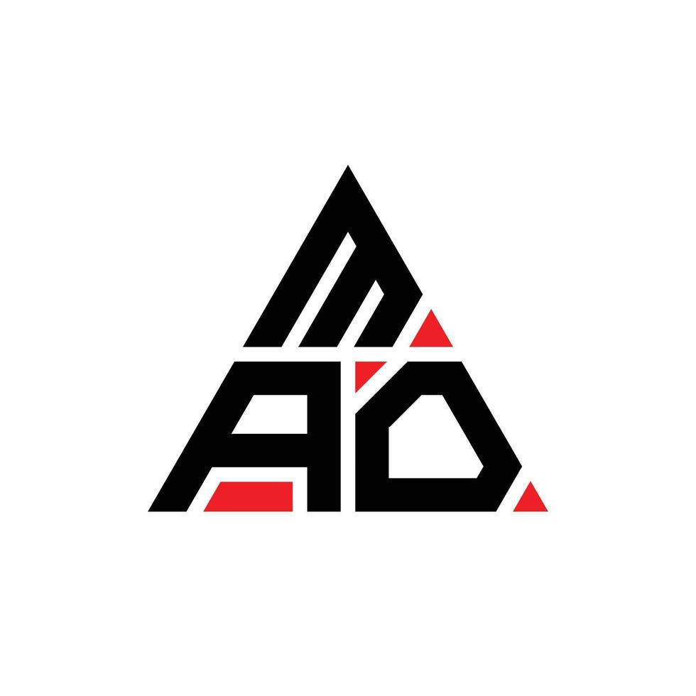 création de logo de lettre mao triangle avec forme de triangle. monogramme de conception de logo triangle mao. modèle de logo vectoriel triangle mao avec couleur rouge. logo triangulaire mao logo simple, élégant et luxueux.