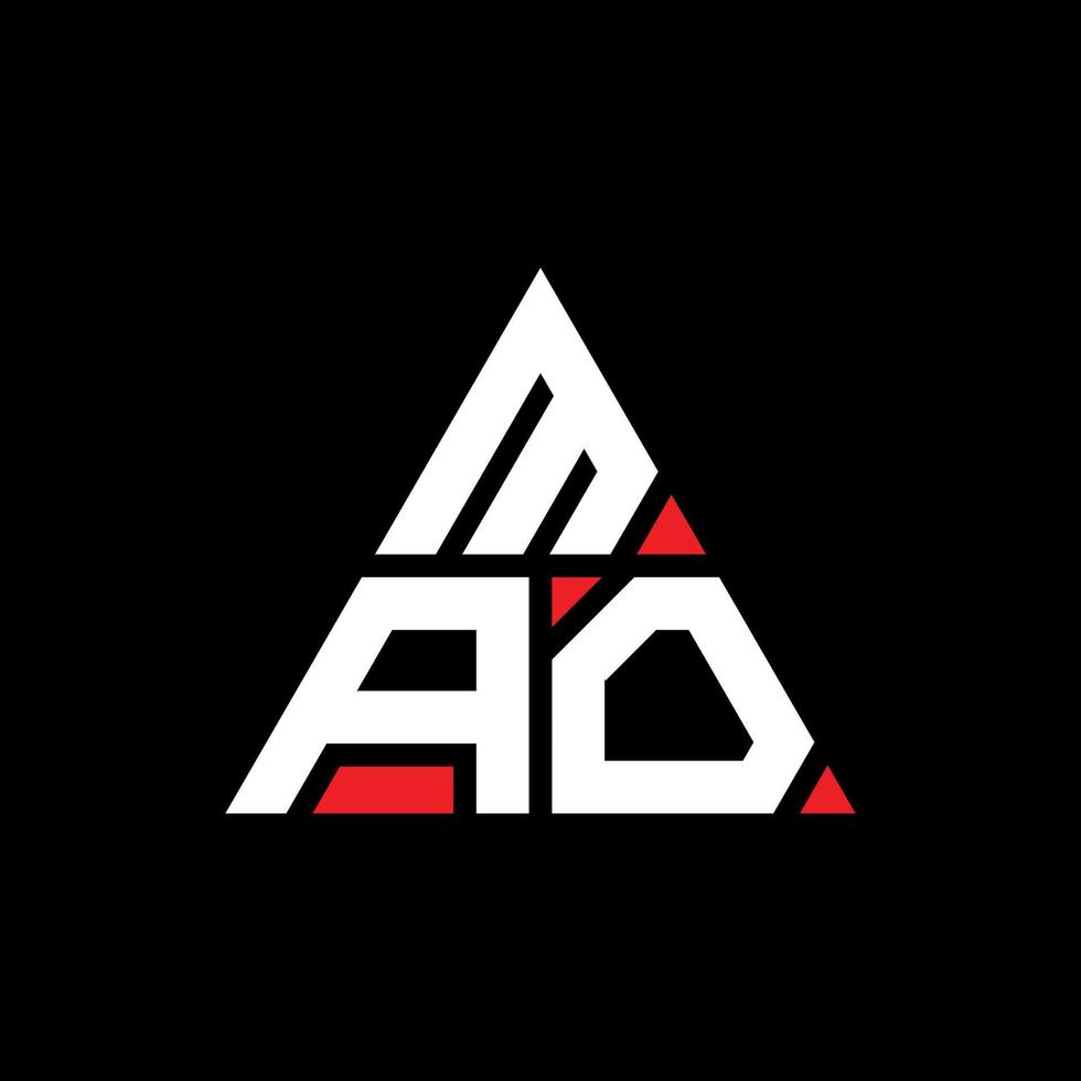 création de logo de lettre mao triangle avec forme de triangle. monogramme de conception de logo triangle mao. modèle de logo vectoriel triangle mao avec couleur rouge. logo triangulaire mao logo simple, élégant et luxueux.