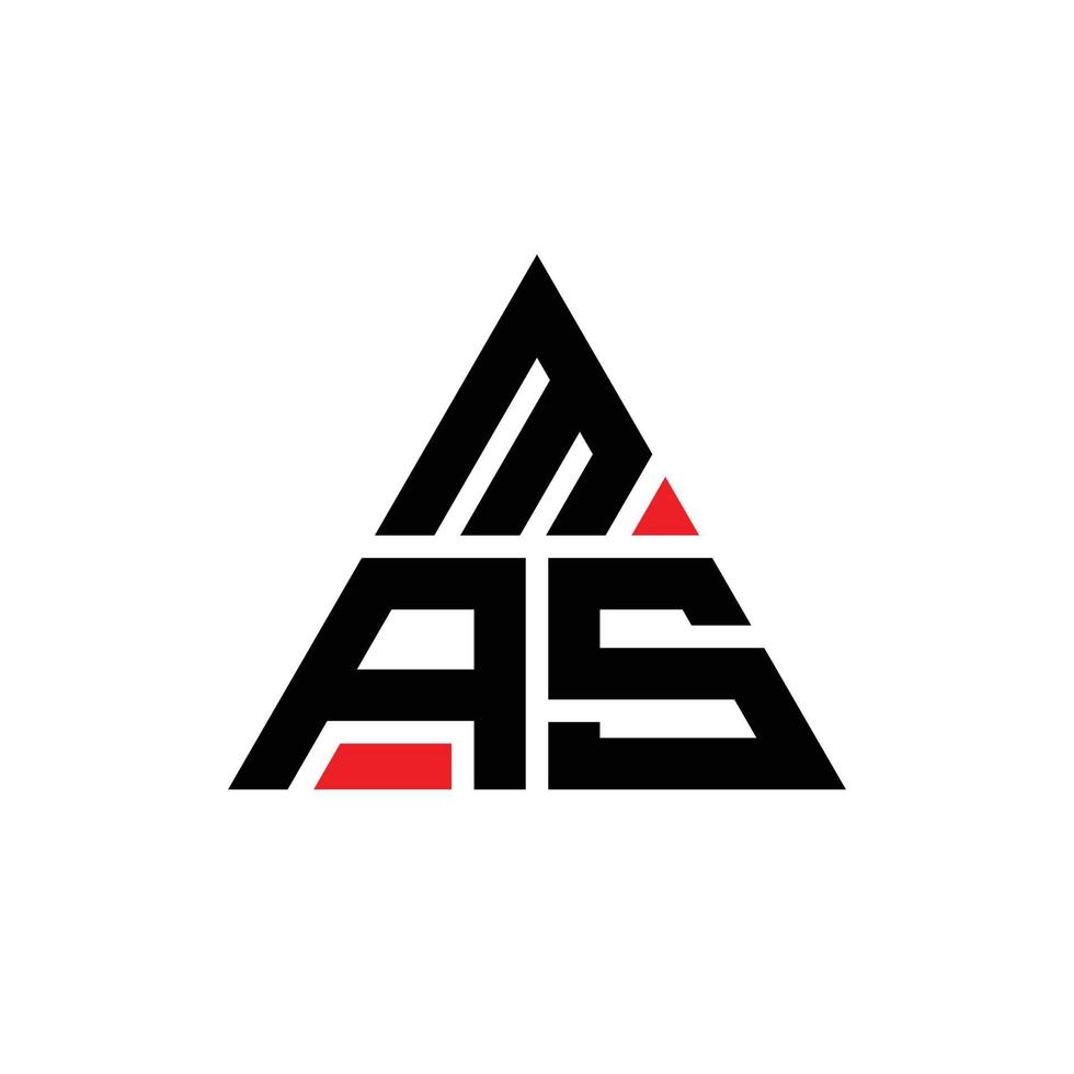 création de logo de lettre mas triangle avec forme de triangle. monogramme de conception de logo mas triangle. modèle de logo vectoriel mas triangle avec couleur rouge. mas logo triangulaire logo simple, élégant et luxueux.