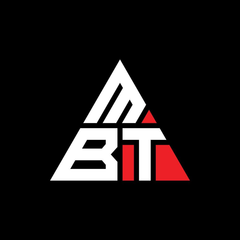 création de logo de lettre triangle mbt avec forme de triangle. monogramme de conception de logo triangle mbt. modèle de logo vectoriel triangle mbt avec couleur rouge. logo triangulaire mbt logo simple, élégant et luxueux.