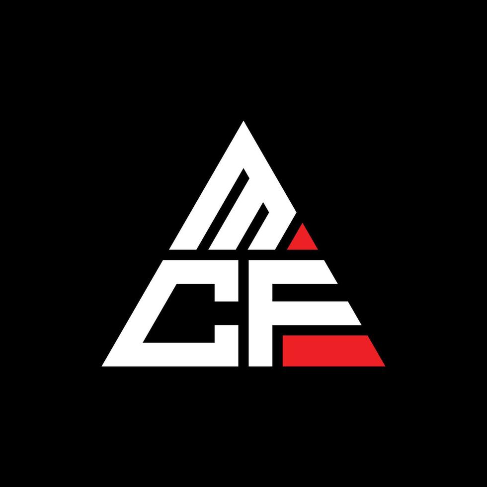 création de logo de lettre triangle mcf avec forme de triangle. monogramme de conception de logo triangle mcf. modèle de logo vectoriel triangle mcf avec couleur rouge. logo triangulaire mcf logo simple, élégant et luxueux.