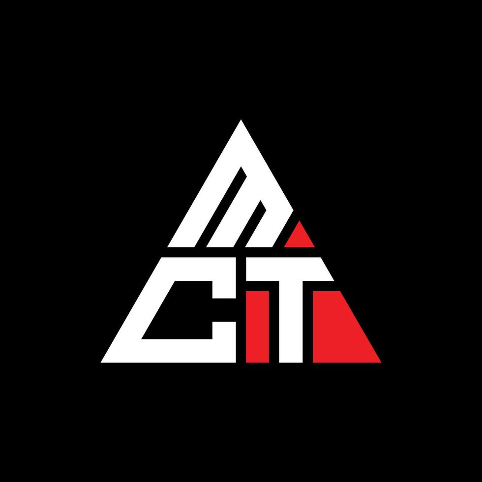 création de logo de lettre triangle mct avec forme de triangle. monogramme de conception de logo triangle mct. modèle de logo vectoriel triangle mct avec couleur rouge. logo triangulaire mct logo simple, élégant et luxueux.
