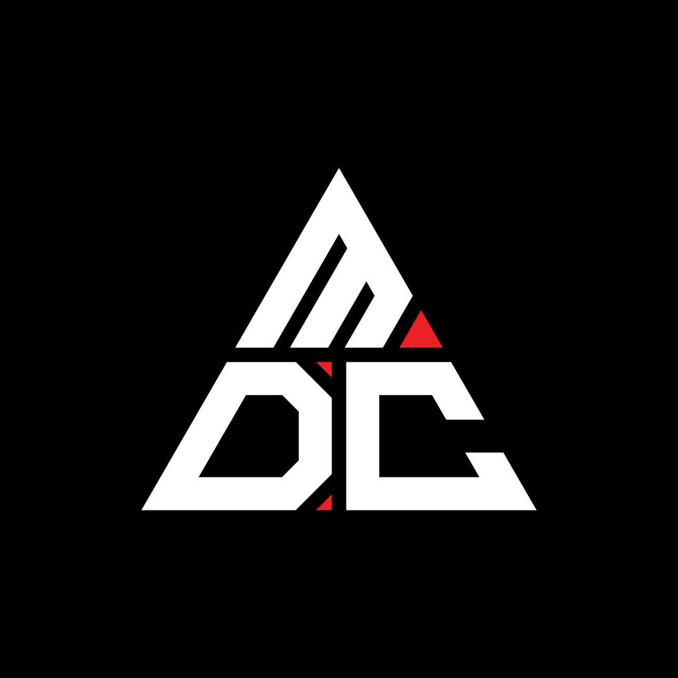 création de logo de lettre triangle mdc avec forme de triangle. monogramme de conception de logo triangle mdc. modèle de logo vectoriel triangle mdc avec couleur rouge. logo triangulaire mdc logo simple, élégant et luxueux.