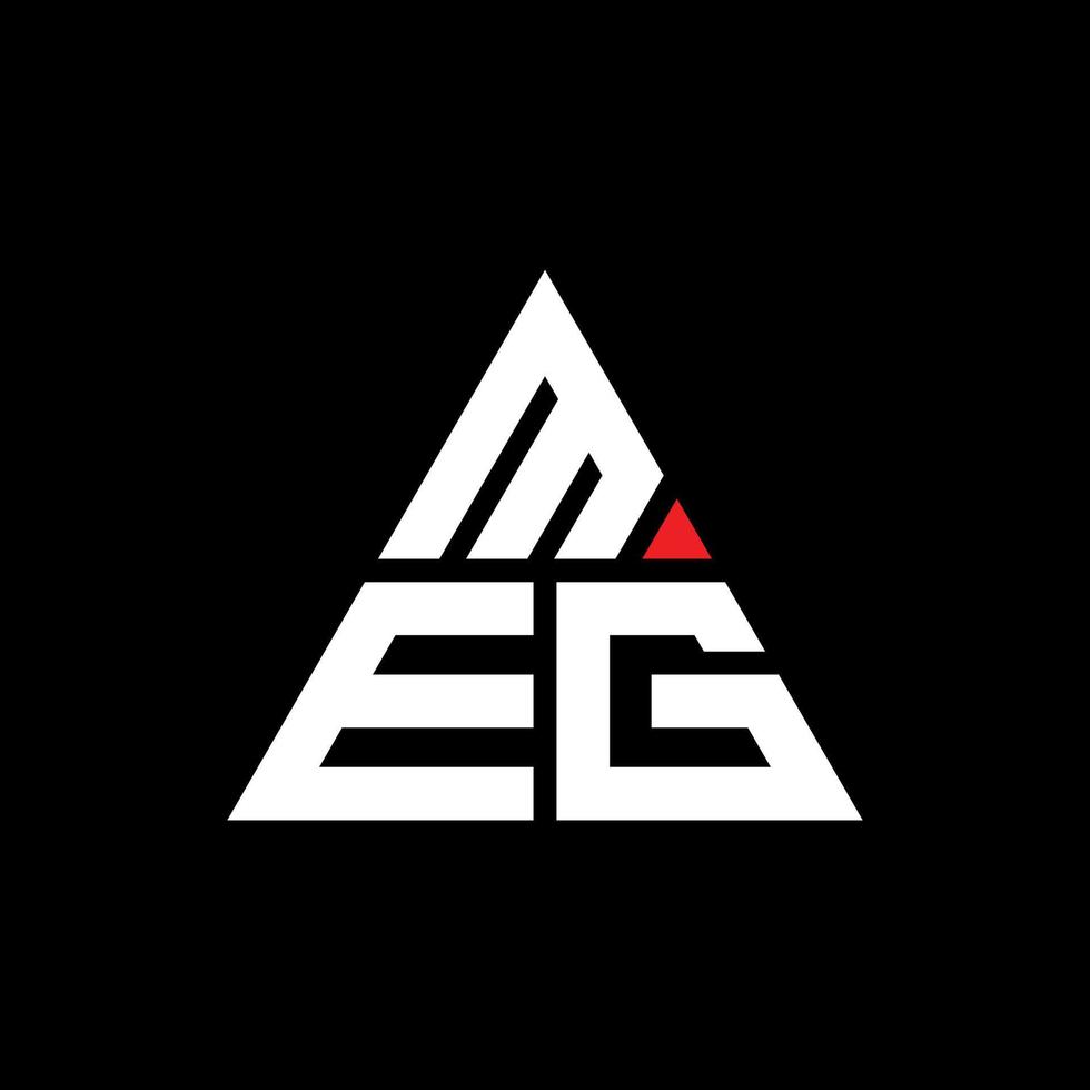 création de logo de lettre triangle meg avec forme de triangle. monogramme de conception de logo triangle meg. modèle de logo vectoriel triangle meg avec couleur rouge. logo triangulaire meg logo simple, élégant et luxueux.