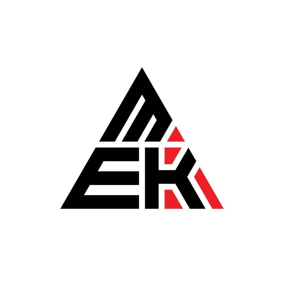 création de logo de lettre triangle mek avec forme de triangle. monogramme de conception de logo triangle mek. modèle de logo vectoriel triangle mek avec couleur rouge. logo triangulaire mek logo simple, élégant et luxueux.