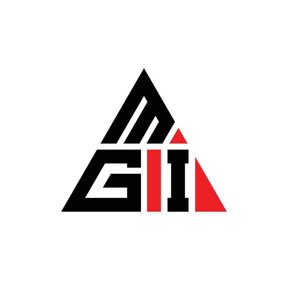 création de logo de lettre triangle mgi avec forme de triangle. monogramme de conception de logo triangle mgi. modèle de logo vectoriel triangle mgi avec couleur rouge. logo triangulaire mgi logo simple, élégant et luxueux.