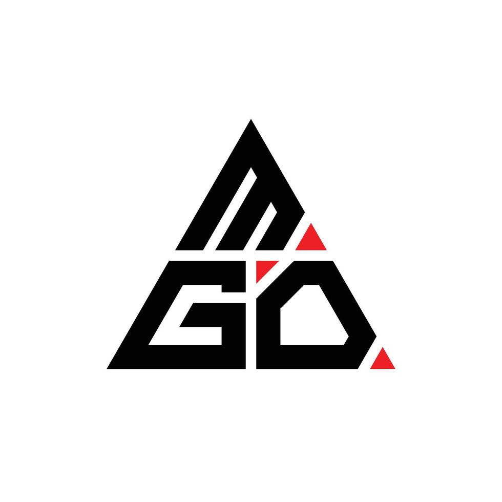 création de logo de lettre triangle mgo avec forme de triangle. monogramme de conception de logo triangle mgo. modèle de logo vectoriel triangle mgo avec couleur rouge. logo triangulaire mgo logo simple, élégant et luxueux.