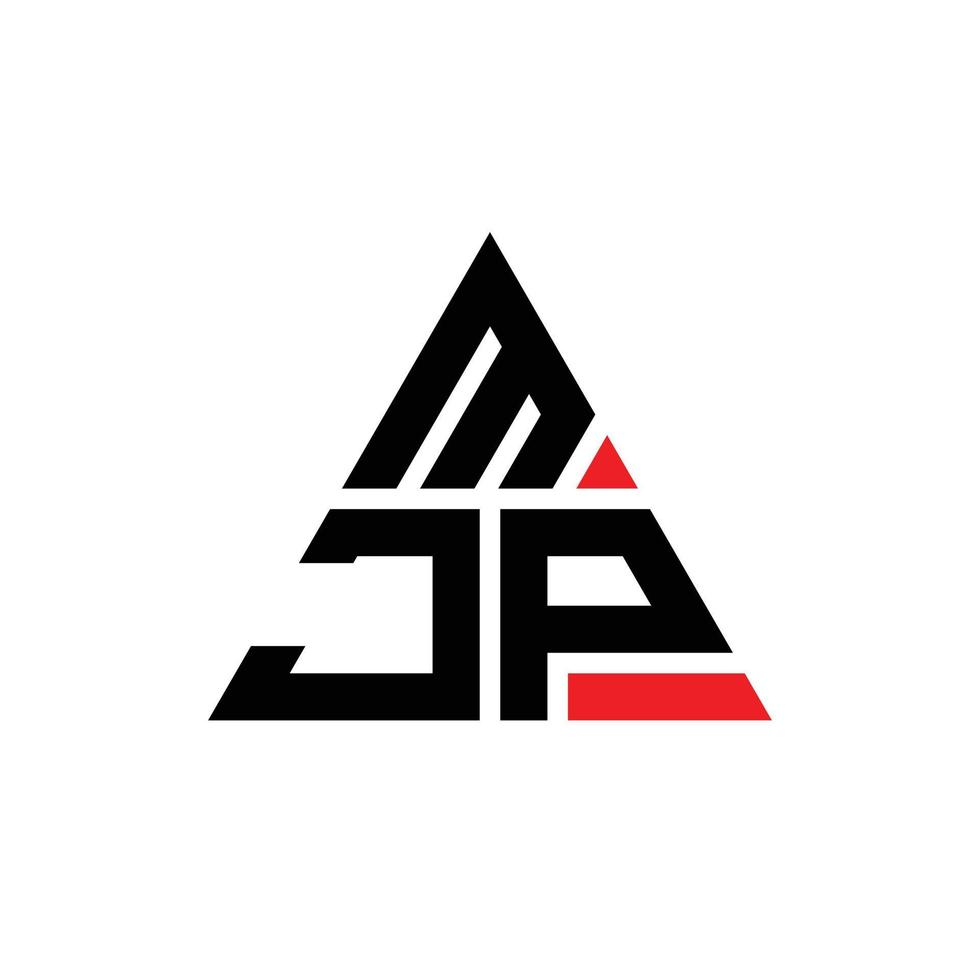 création de logo de lettre triangle mjp avec forme de triangle. monogramme de conception de logo triangle mjp. modèle de logo vectoriel triangle mjp avec couleur rouge. logo triangulaire mjp logo simple, élégant et luxueux.