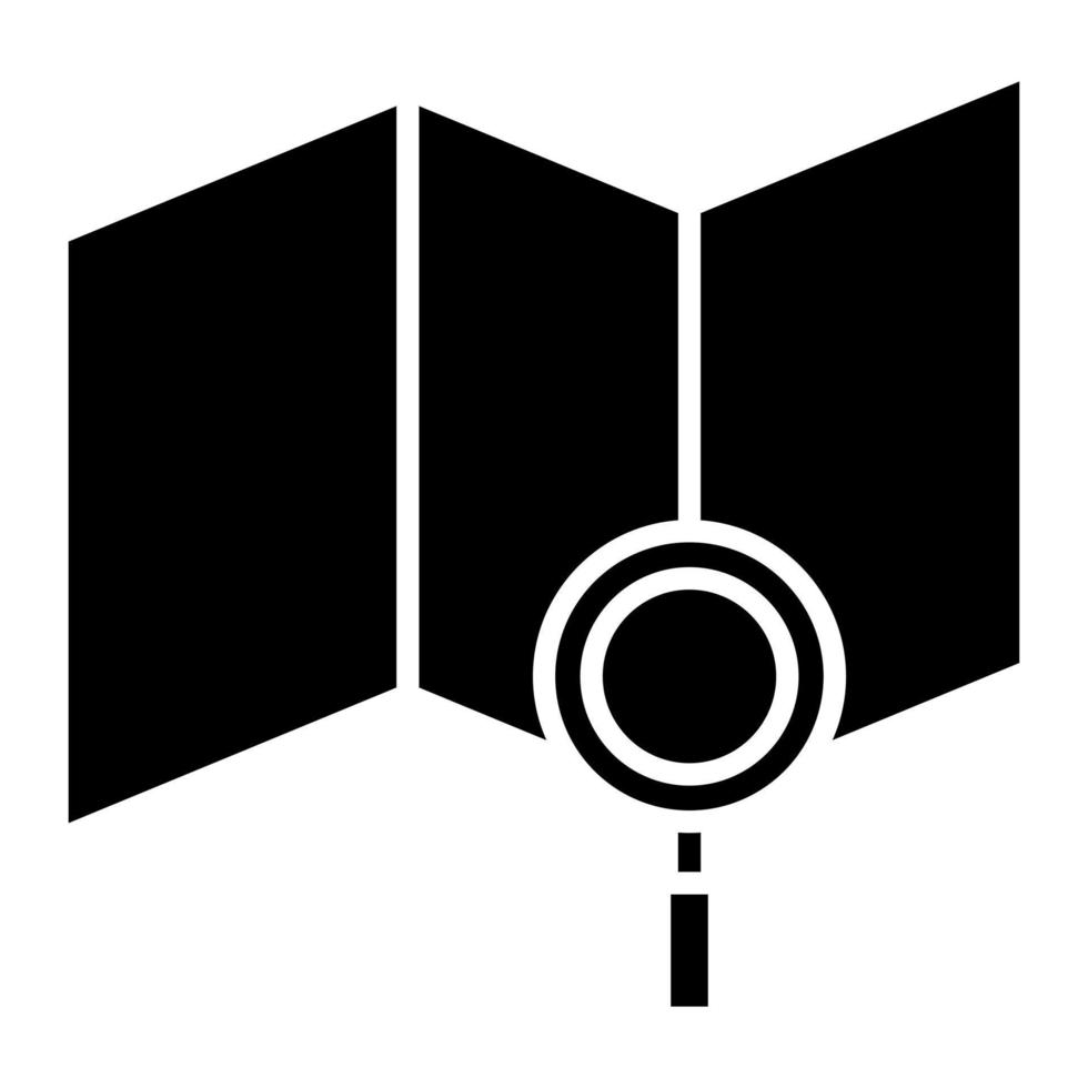 icône de glyphe de carte de recherche vecteur