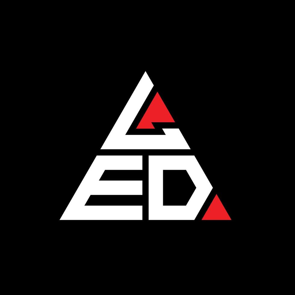 création de logo de lettre triangle led avec forme de triangle. monogramme de conception de logo triangle led. modèle de logo vectoriel triangle led avec couleur rouge. logo triangulaire led logo simple, élégant et luxueux.