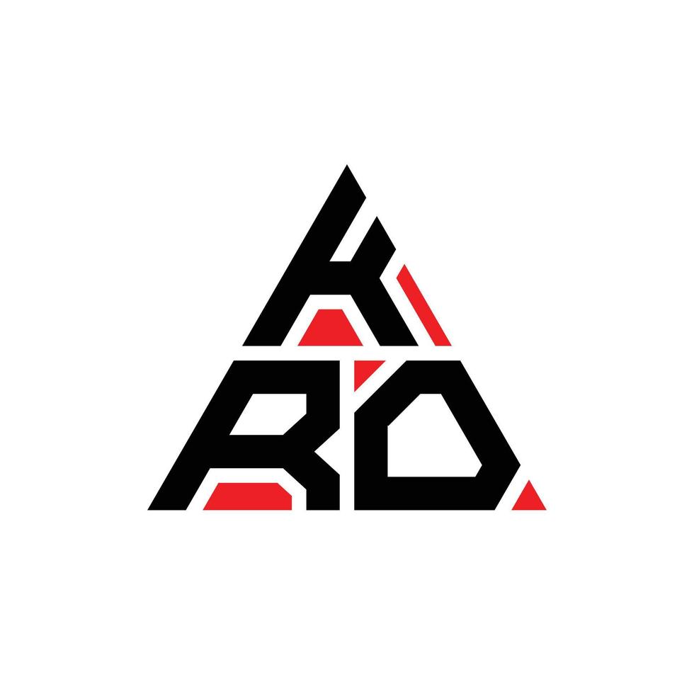 création de logo de lettre kro triangle avec forme de triangle. monogramme de conception de logo triangle kro. modèle de logo vectoriel triangle kro avec couleur rouge. logo triangulaire kro logo simple, élégant et luxueux.