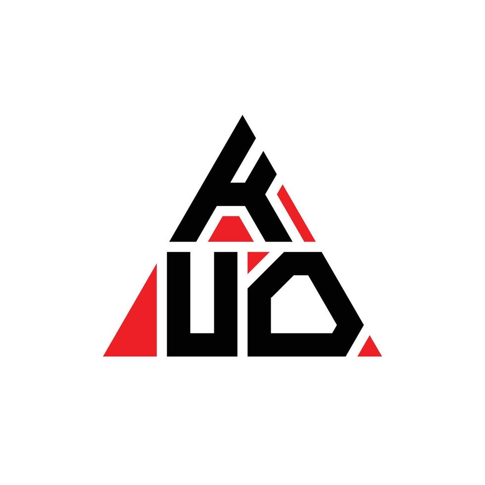 création de logo de lettre triangle kuo avec forme de triangle. monogramme de conception de logo triangle kuo. modèle de logo vectoriel triangle kuo avec couleur rouge. logo triangulaire kuo logo simple, élégant et luxueux.