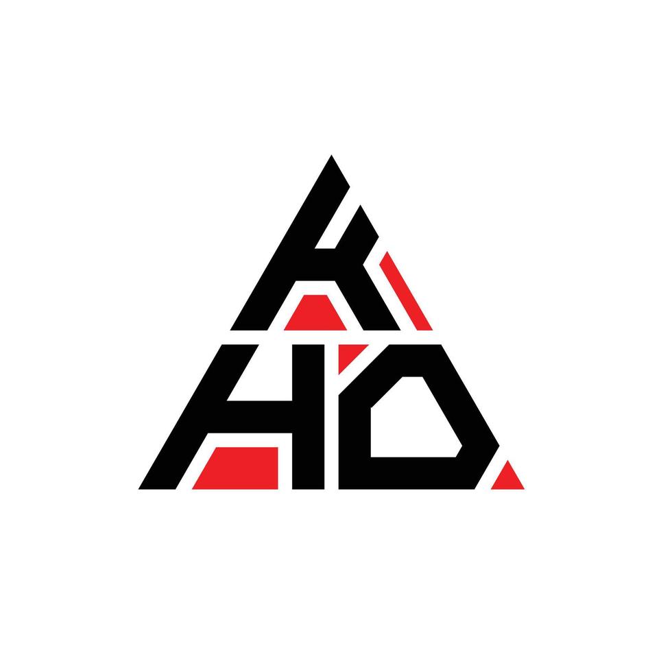 création de logo de lettre triangle kho avec forme de triangle. monogramme de conception de logo triangle kho. modèle de logo vectoriel triangle kho avec couleur rouge. logo triangulaire kho logo simple, élégant et luxueux.