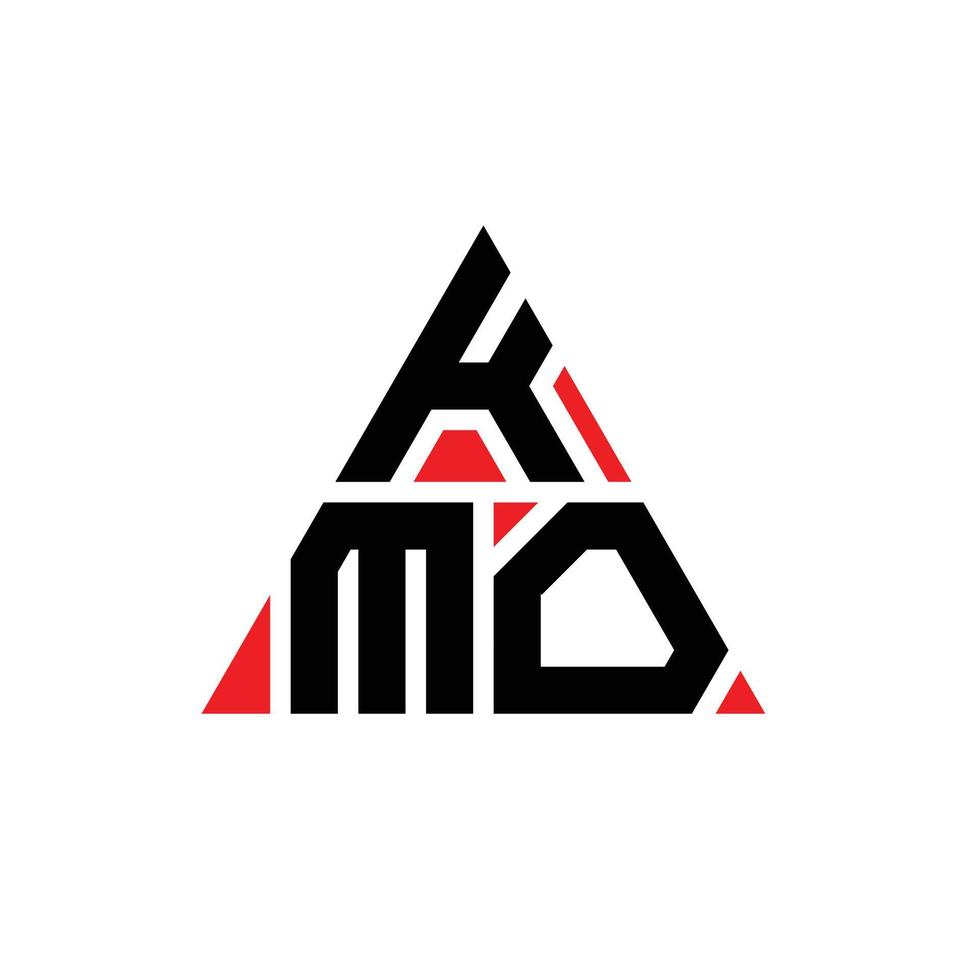 création de logo de lettre triangle kmo avec forme de triangle. monogramme de conception de logo triangle kmo. modèle de logo vectoriel triangle kmo avec couleur rouge. logo triangulaire kmo logo simple, élégant et luxueux.