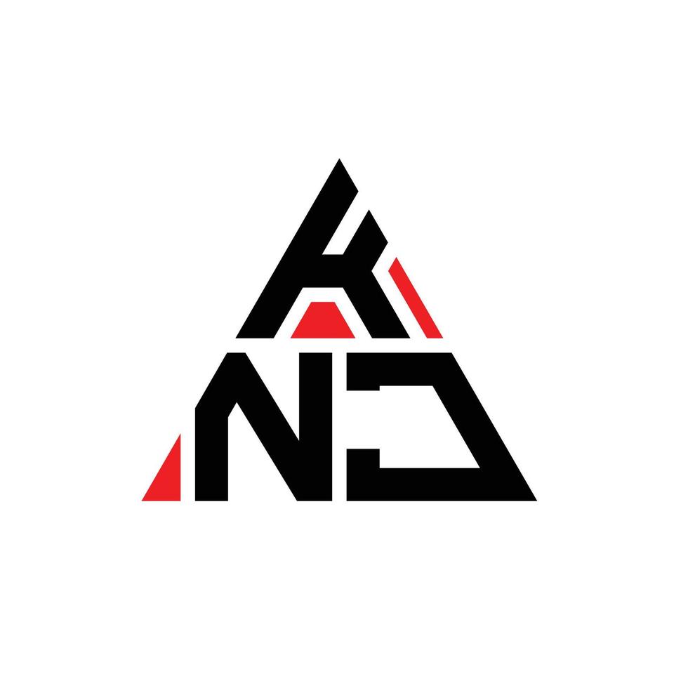 création de logo de lettre triangle knj avec forme de triangle. monogramme de conception de logo triangle knj. modèle de logo vectoriel triangle knj avec couleur rouge. logo triangulaire knj logo simple, élégant et luxueux.
