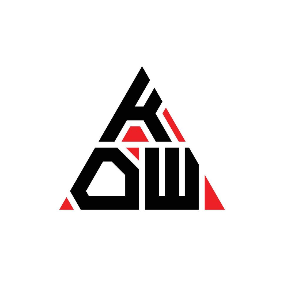 création de logo de lettre triangle kow avec forme de triangle. monogramme de conception de logo triangle kow. modèle de logo vectoriel triangle kow avec couleur rouge. kow logo triangulaire logo simple, élégant et luxueux.