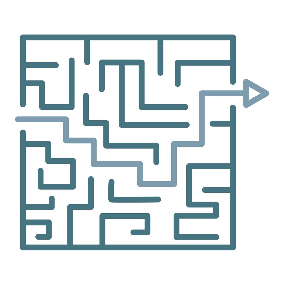 ligne de solution de labyrinthe deux icône de couleur vecteur