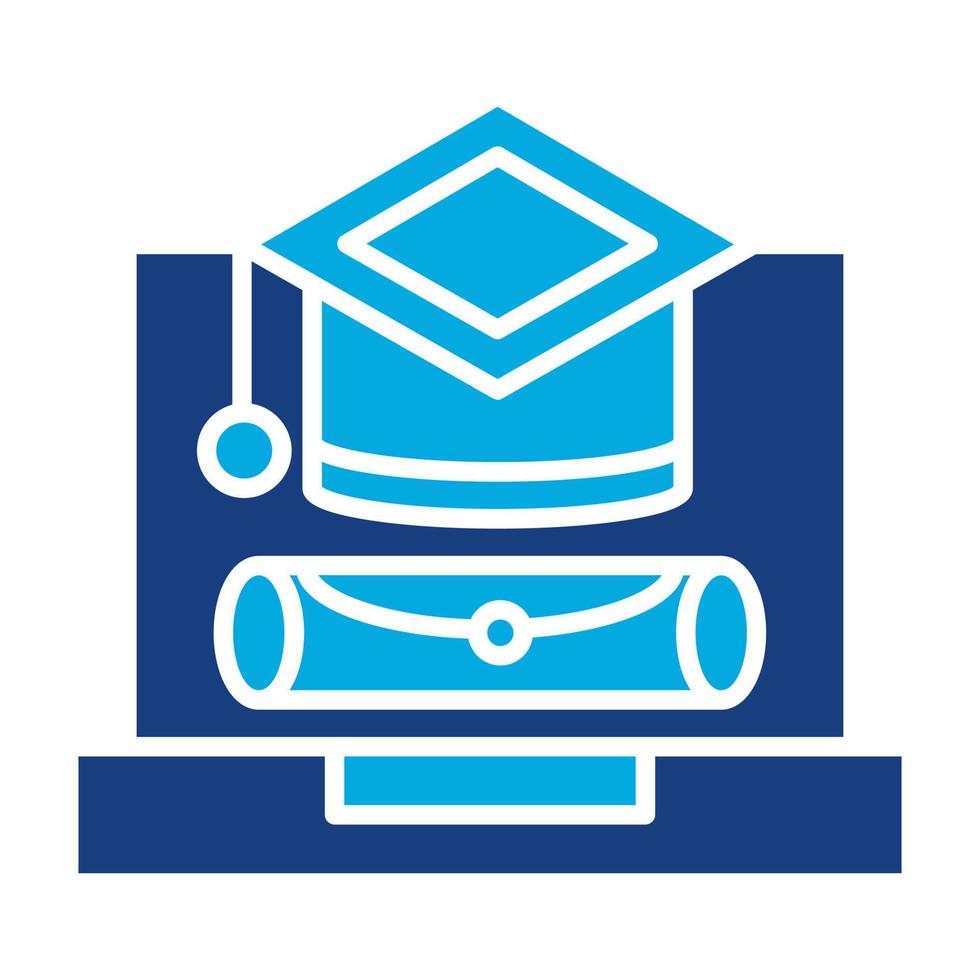 icône de deux couleurs de glyphe de graduation en ligne vecteur