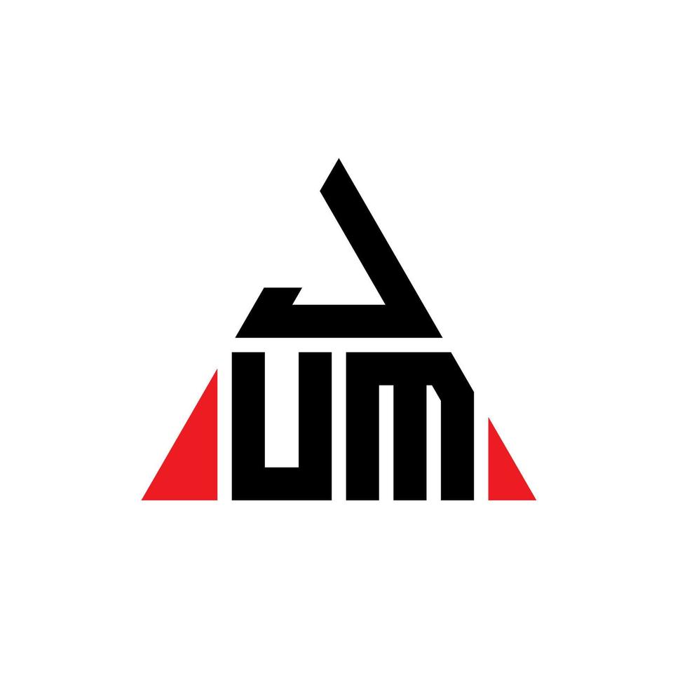 création de logo de lettre triangle jum avec forme de triangle. monogramme de conception de logo jum triangle. modèle de logo vectoriel jum triangle avec couleur rouge. jum logo triangulaire logo simple, élégant et luxueux.