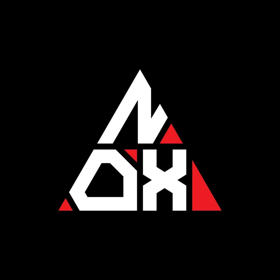 création de logo de lettre triangle nox avec forme de triangle. monogramme de conception de logo triangle nox. modèle de logo vectoriel triangle nox avec couleur rouge. logo triangulaire nox logo simple, élégant et luxueux.