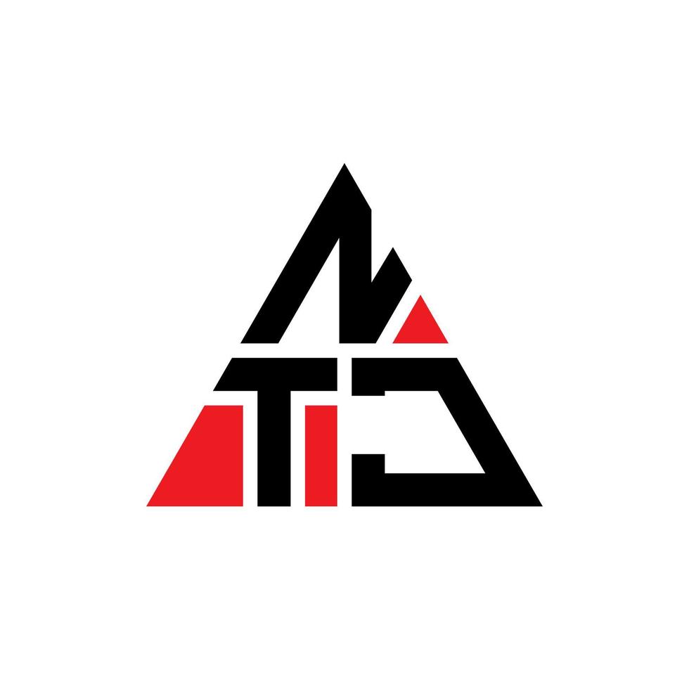 création de logo de lettre triangle ntj avec forme de triangle. monogramme de conception de logo triangle ntj. modèle de logo vectoriel triangle ntj avec couleur rouge. logo triangulaire ntj logo simple, élégant et luxueux.