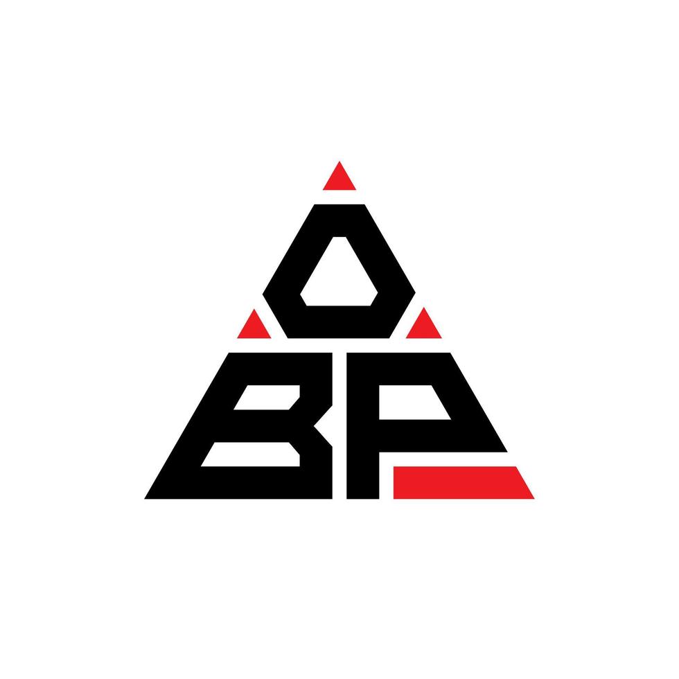 création de logo de lettre triangle obp avec forme de triangle. monogramme de conception de logo triangle obp. modèle de logo vectoriel triangle obp avec couleur rouge. obp logo triangulaire logo simple, élégant et luxueux.