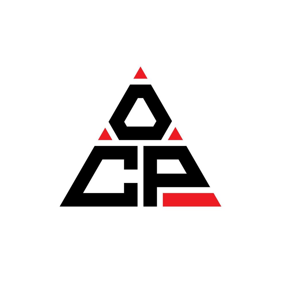 création de logo de lettre triangle ocp avec forme de triangle. monogramme de conception de logo triangle ocp. modèle de logo vectoriel triangle ocp avec couleur rouge. logo triangulaire ocp logo simple, élégant et luxueux.