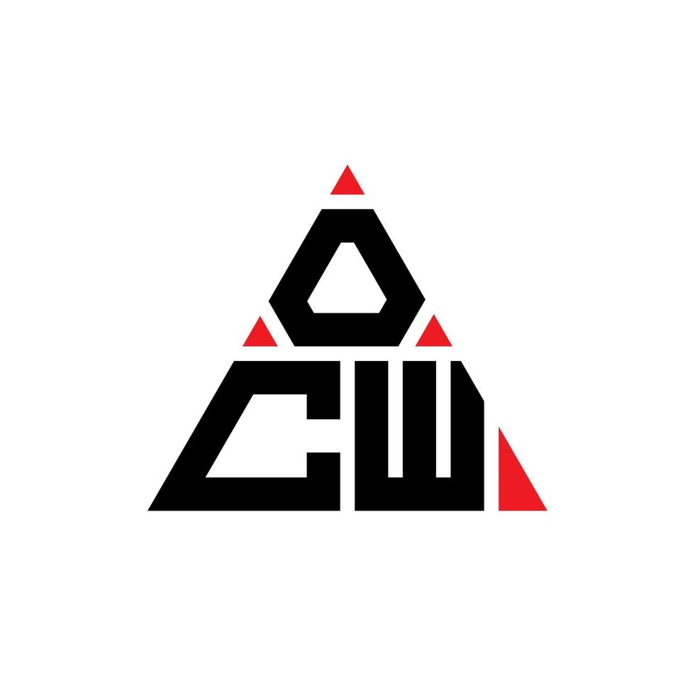 création de logo de lettre triangle ocw avec forme de triangle. monogramme de conception de logo triangle ocw. modèle de logo vectoriel triangle ocw avec couleur rouge. logo triangulaire ocw logo simple, élégant et luxueux.