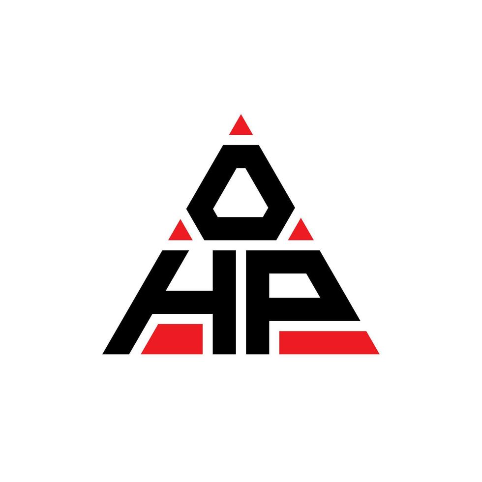 création de logo de lettre triangle ohp avec forme de triangle. monogramme de conception de logo triangle ohp. modèle de logo vectoriel triangle ohp avec couleur rouge. logo triangulaire ohp logo simple, élégant et luxueux.