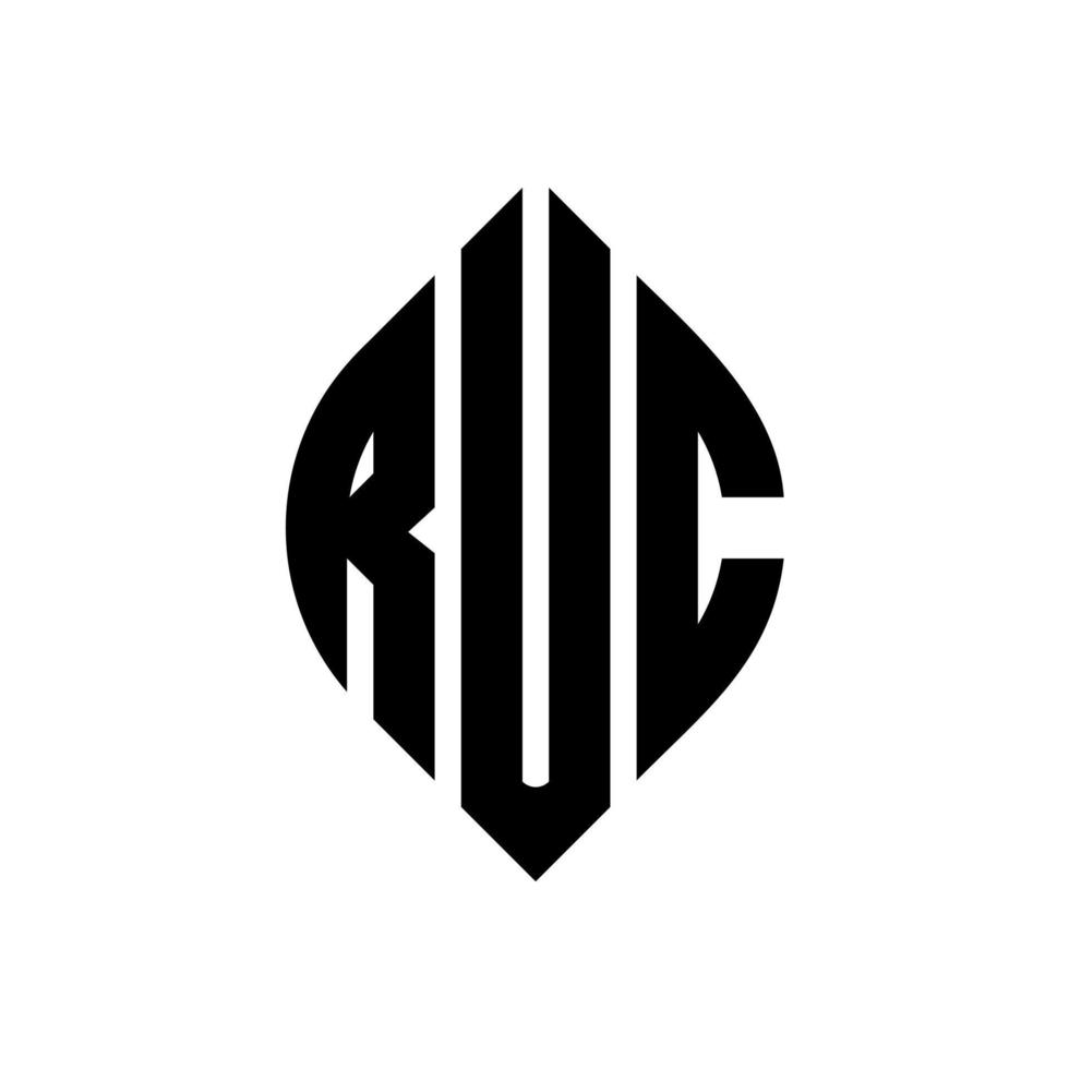 création de logo de lettre de cercle ruc avec forme de cercle et d'ellipse. lettres ellipse ruc avec style typographique. les trois initiales forment un logo circulaire. emblème de cercle de ruc vecteur de marque de lettre de monogramme abstrait.