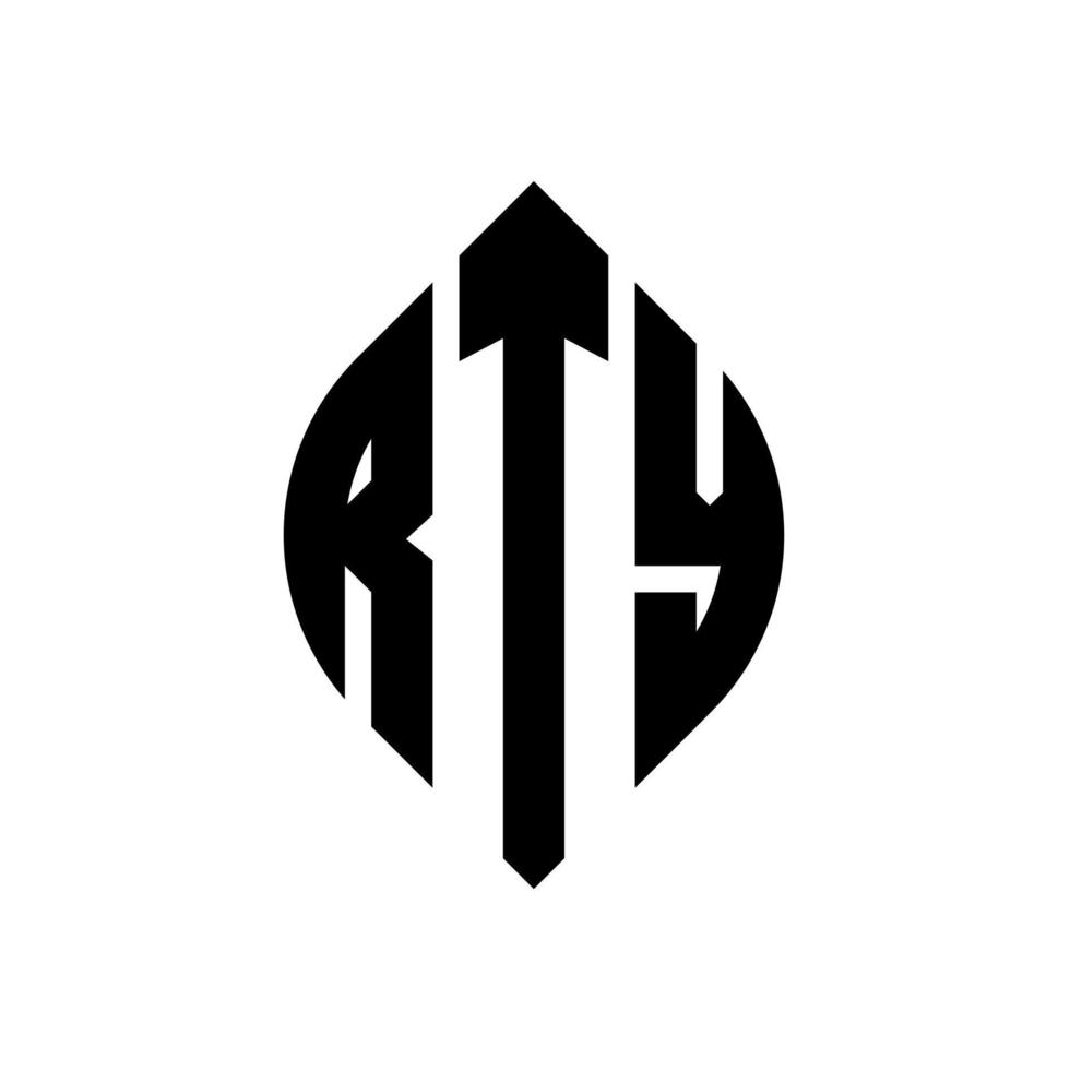 création de logo de lettre de cercle rty avec forme de cercle et d'ellipse. lettres d'ellipse rty avec style typographique. les trois initiales forment un logo circulaire. rty cercle emblème abstrait monogramme lettre marque vecteur. vecteur