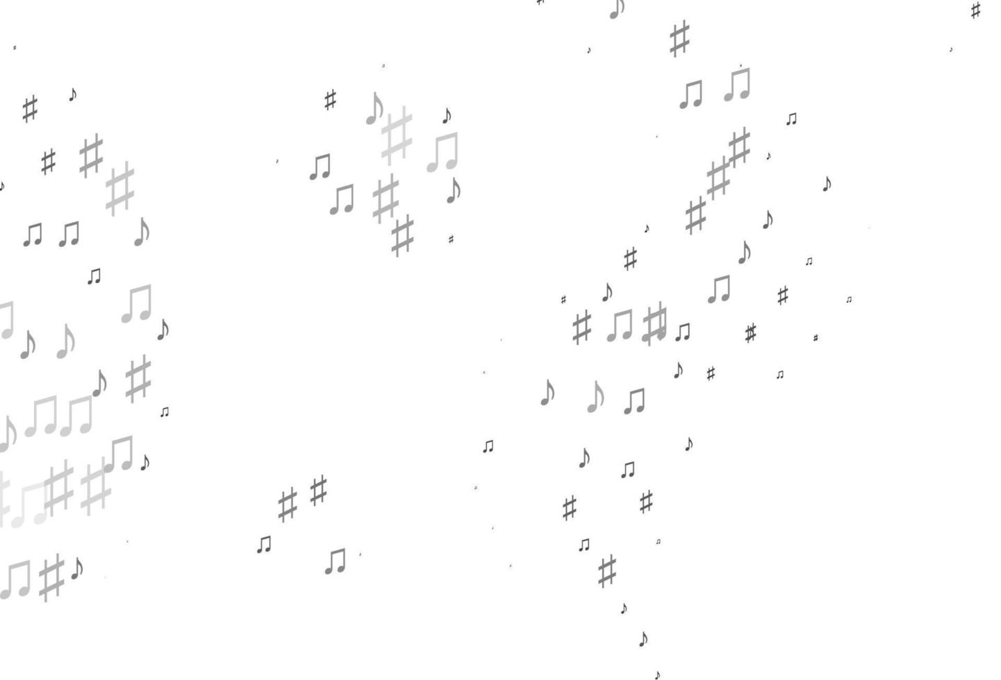 argent clair, toile de fond vectorielle grise avec des notes de musique. vecteur