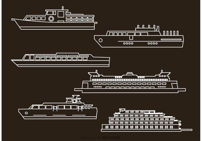 Icônes vectorielles de bateaux et de contours de bateaux vecteur