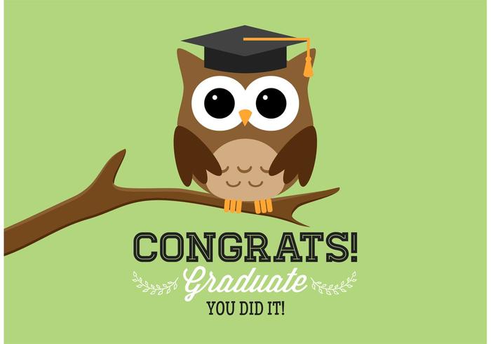 Carte de vecteur de hibou de graduation gratuite