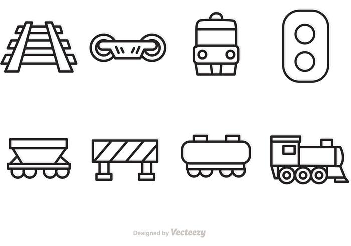 Icônes de contour de chemin de fer vectoriel