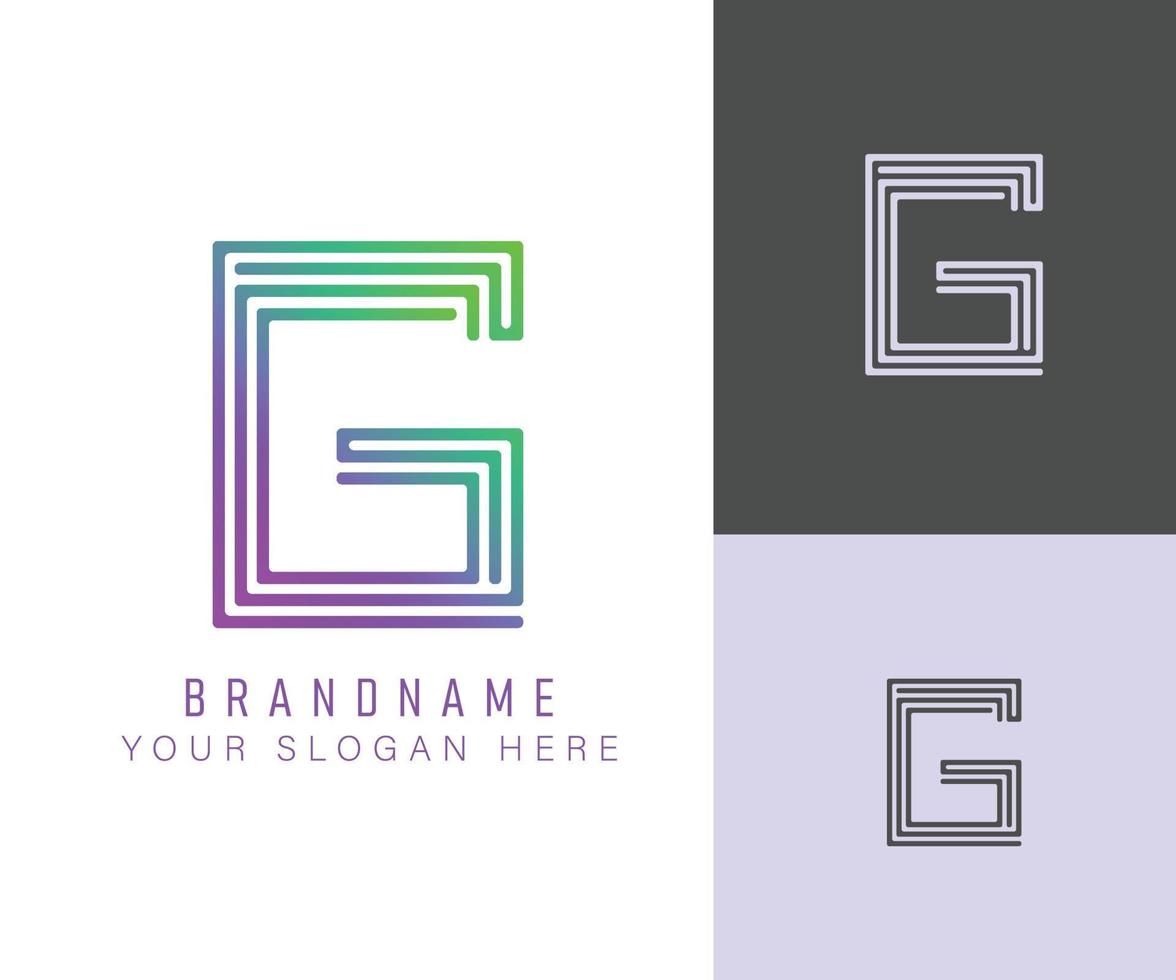 monogramme logo alphabet lettre g avec couleur néon, adapté aux logos, titres et en-têtes vecteur