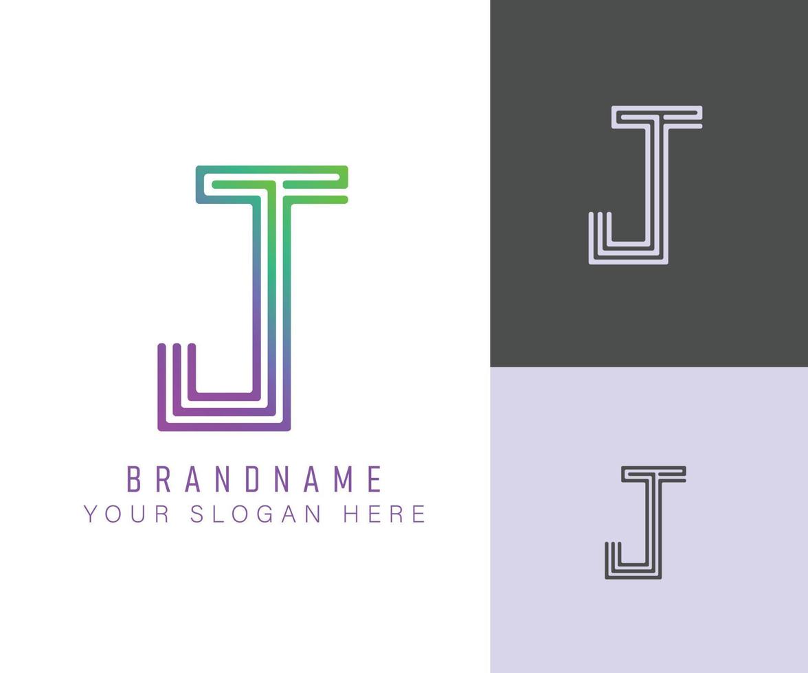 monogramme logo alphabet lettre j avec couleur néon, adapté aux logos, titres et en-têtes vecteur